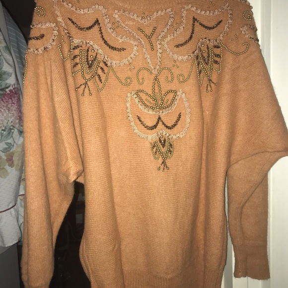 Delicate Hand Embroidered Light Sweater 70%Lambswool 20%Angora 10%Nylon Woman’s - Picture 3 of 9